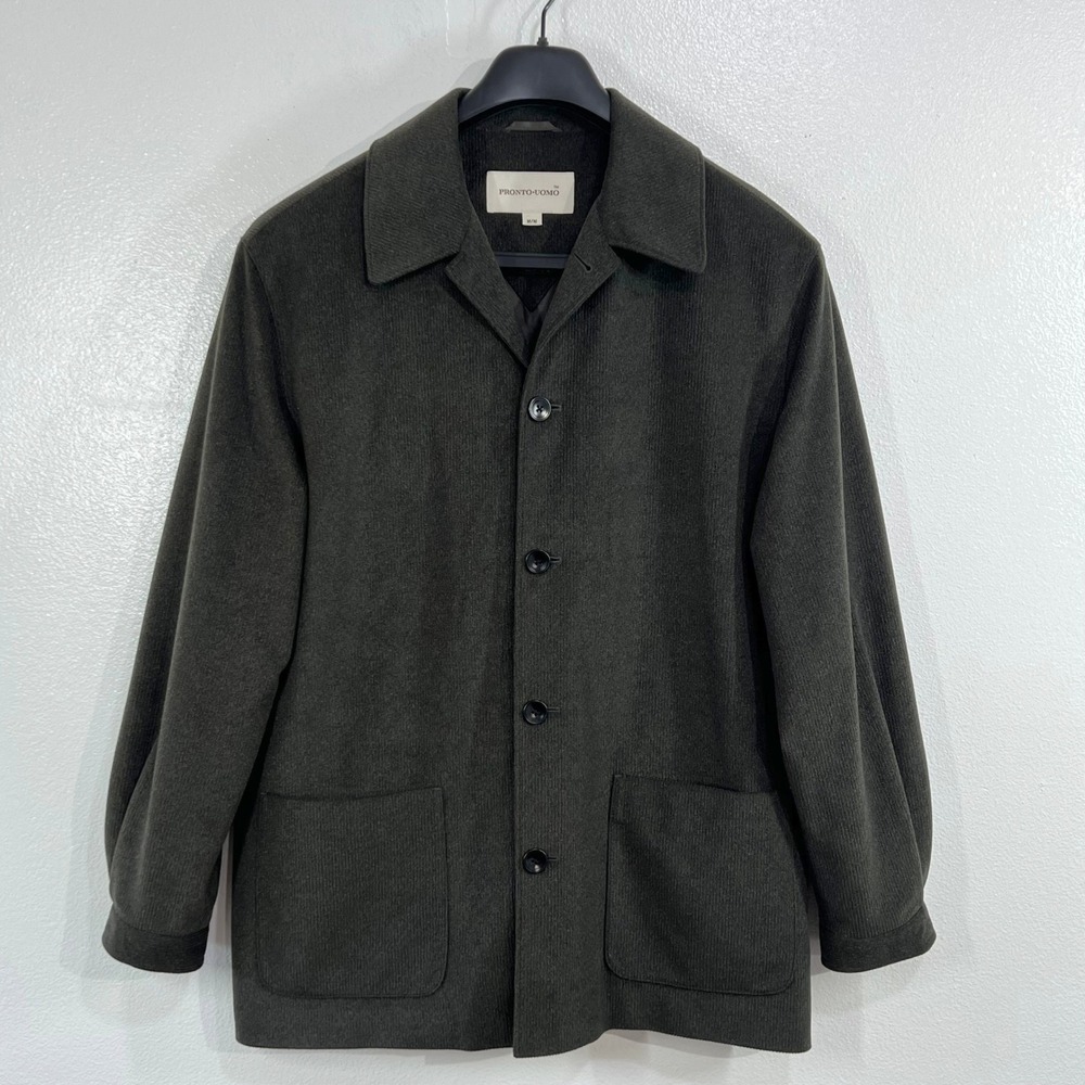 Pronto Uomo Minimalist Charcoal Gray Men's Chore Jacket Coat Medium Utility Soft